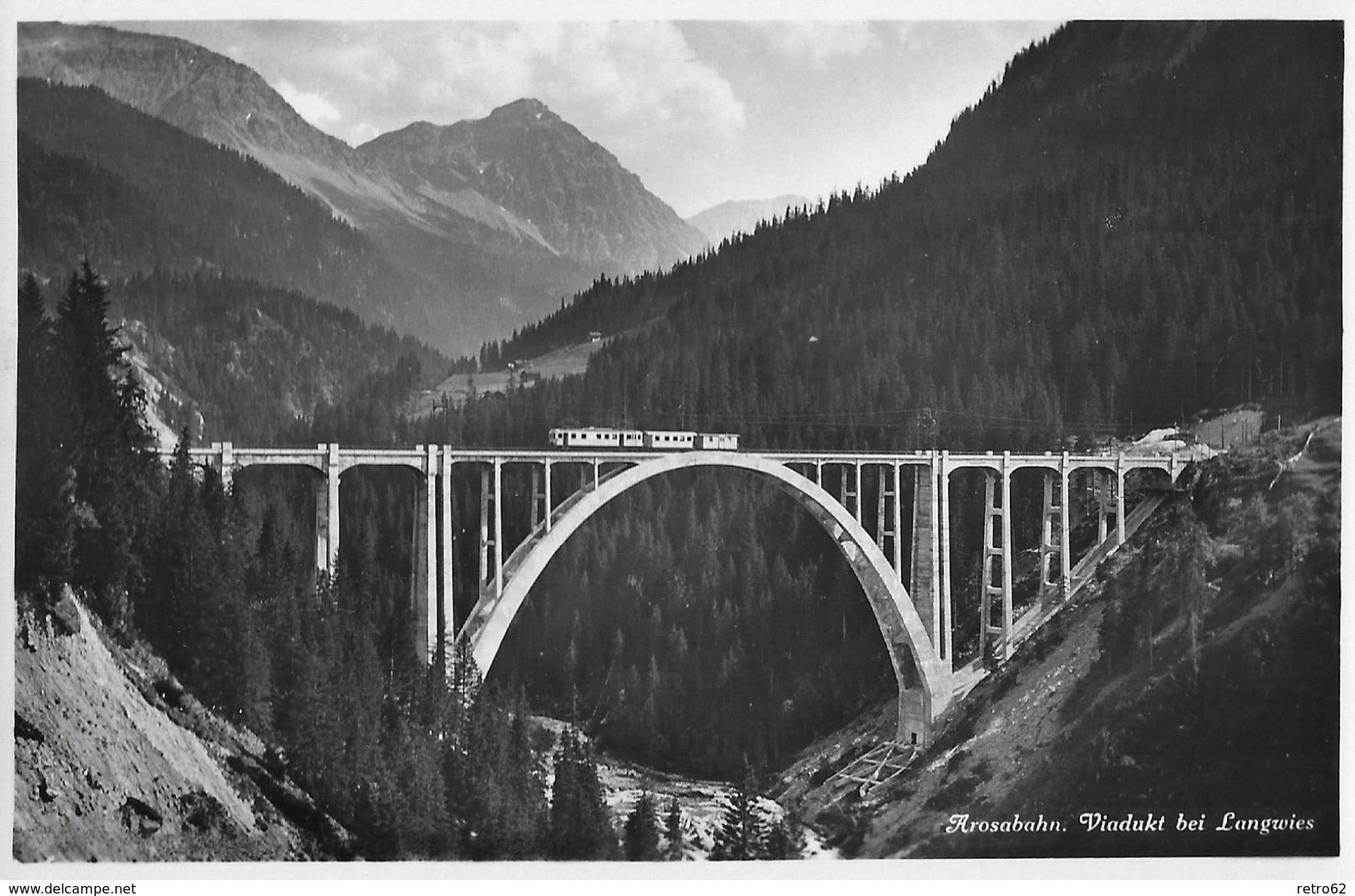 AROSABAHN → Bahn Auf Dem Viadukt Bei Langwies, Fotokarte Ca.1950 - Langwies