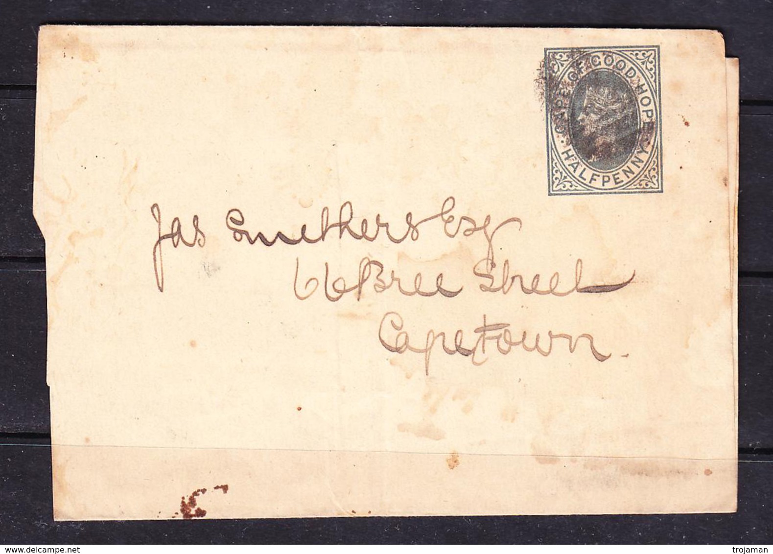 SC 19-95 CAPE OF GOOD HOPE. HALF PENNY. LETTER TO CAPETOWN. - Cape Of Good Hope (1853-1904)