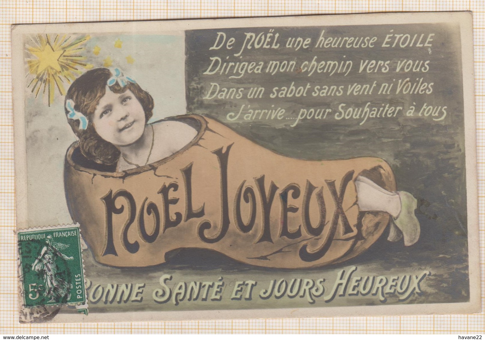 9AL2836 CARTE POSTALE JOYEUX NOEL Sabot Petite Fille 2 SCANS - Altri & Non Classificati