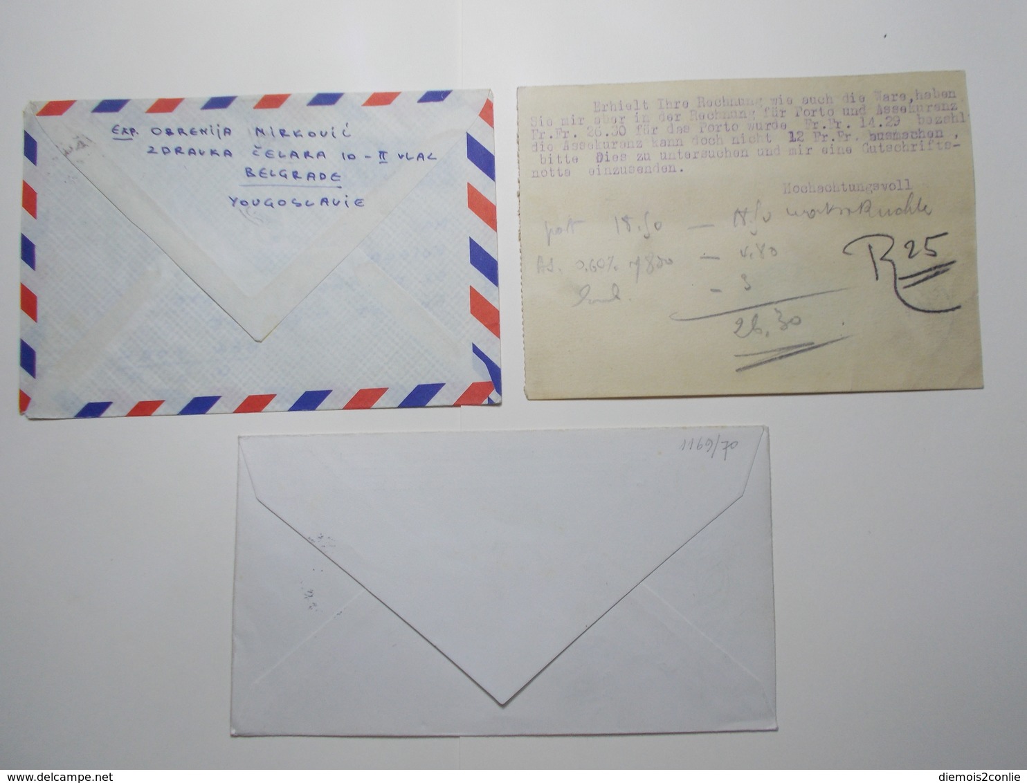 Marcophilie Lot 3 Enveloppes Lettres Oblitérations Timbres YOUGOSLAVIE  (2598) - Storia Postale