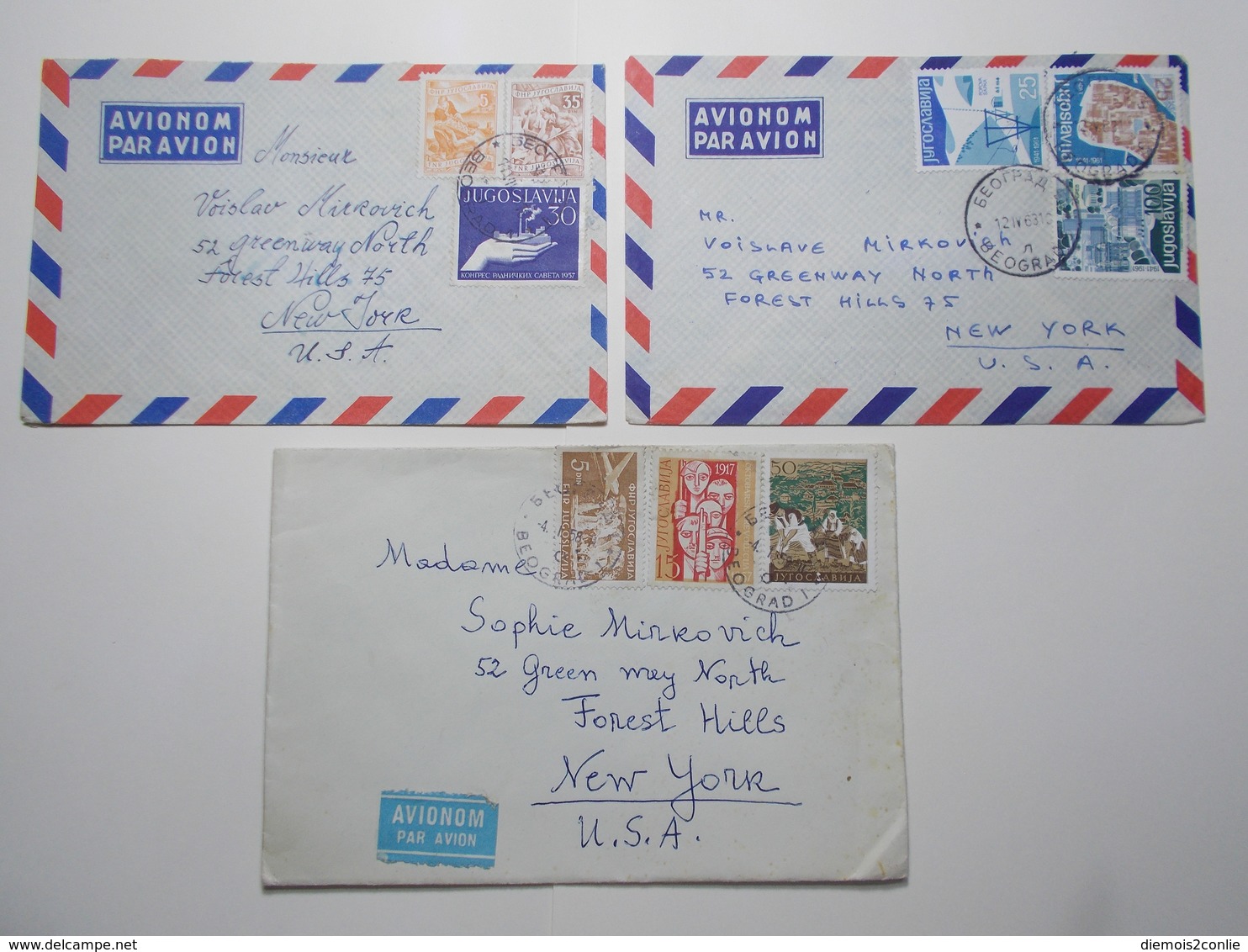 Marcophilie Lot 3 Enveloppes Lettres Oblitérations Timbres YOUGOSLAVIE  (2599) - Storia Postale