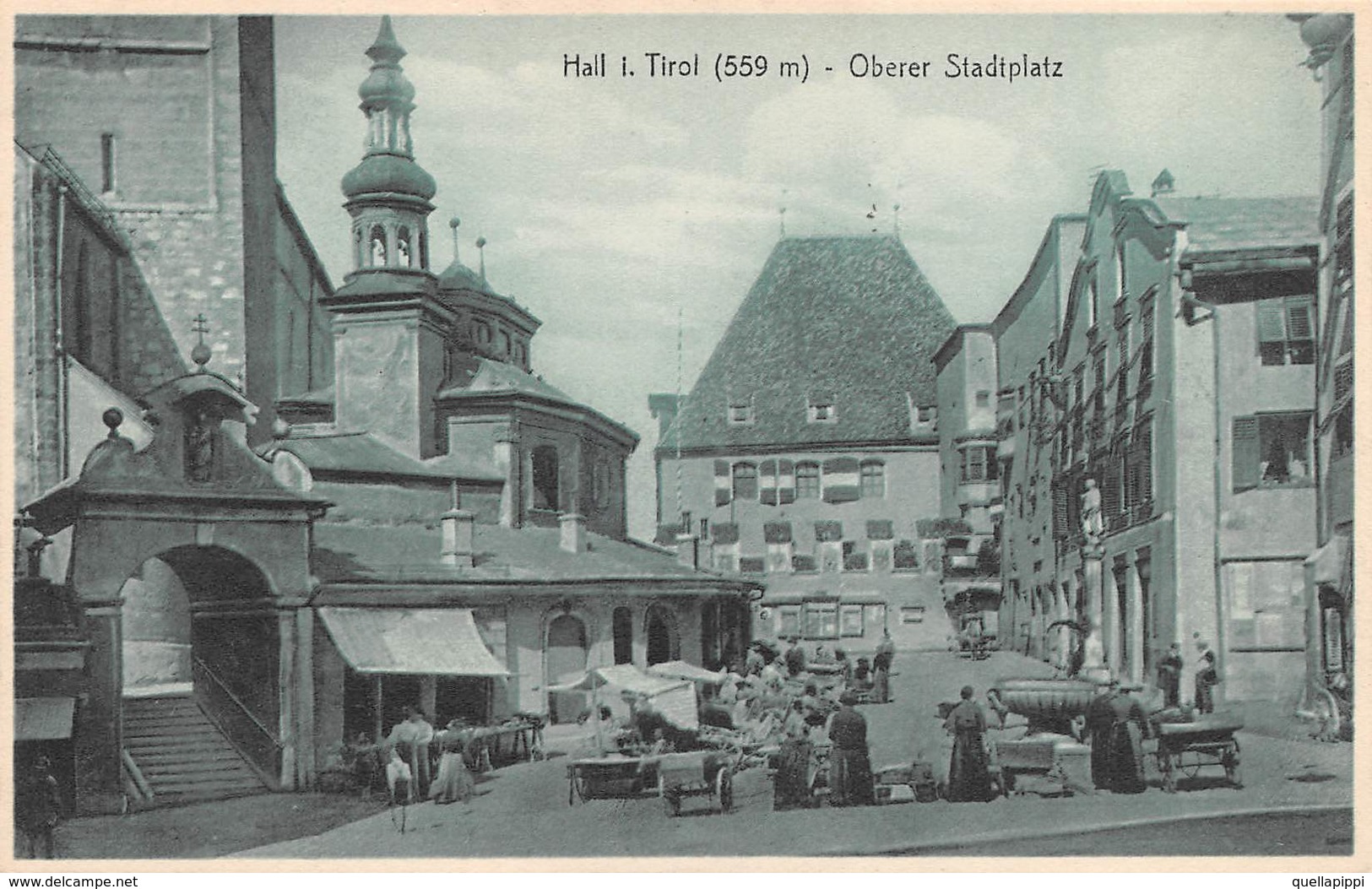 09741 "HALL I. TIROL - M. 559 - OBERER STADTPLATZ - MERCATO"  ANIMATA. CART NON SPED - Hall In Tirol