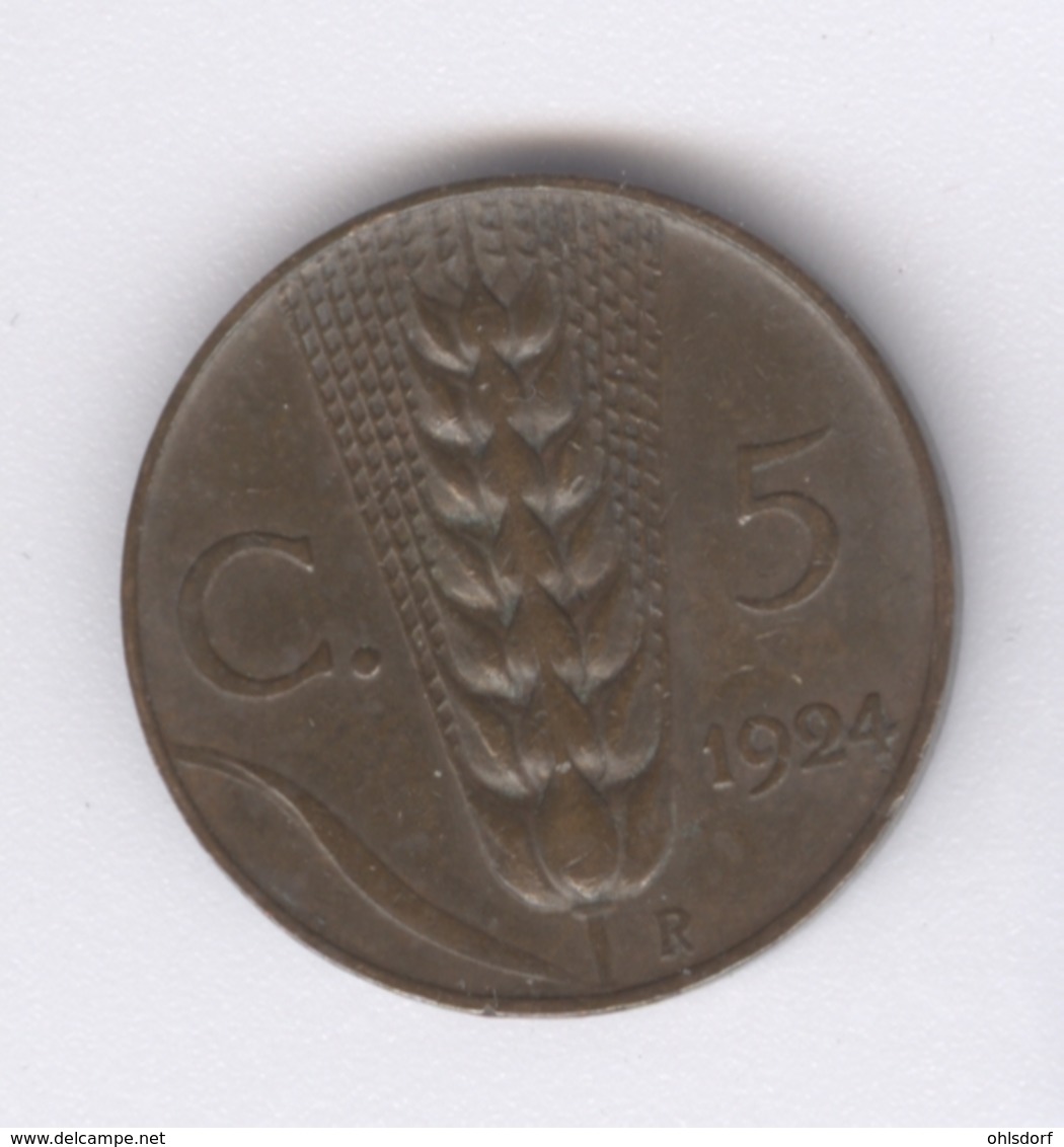 ITALIA 1924: 5 Centesimi, KM 59 - 1900-1946 : Victor Emmanuel III & Umberto II