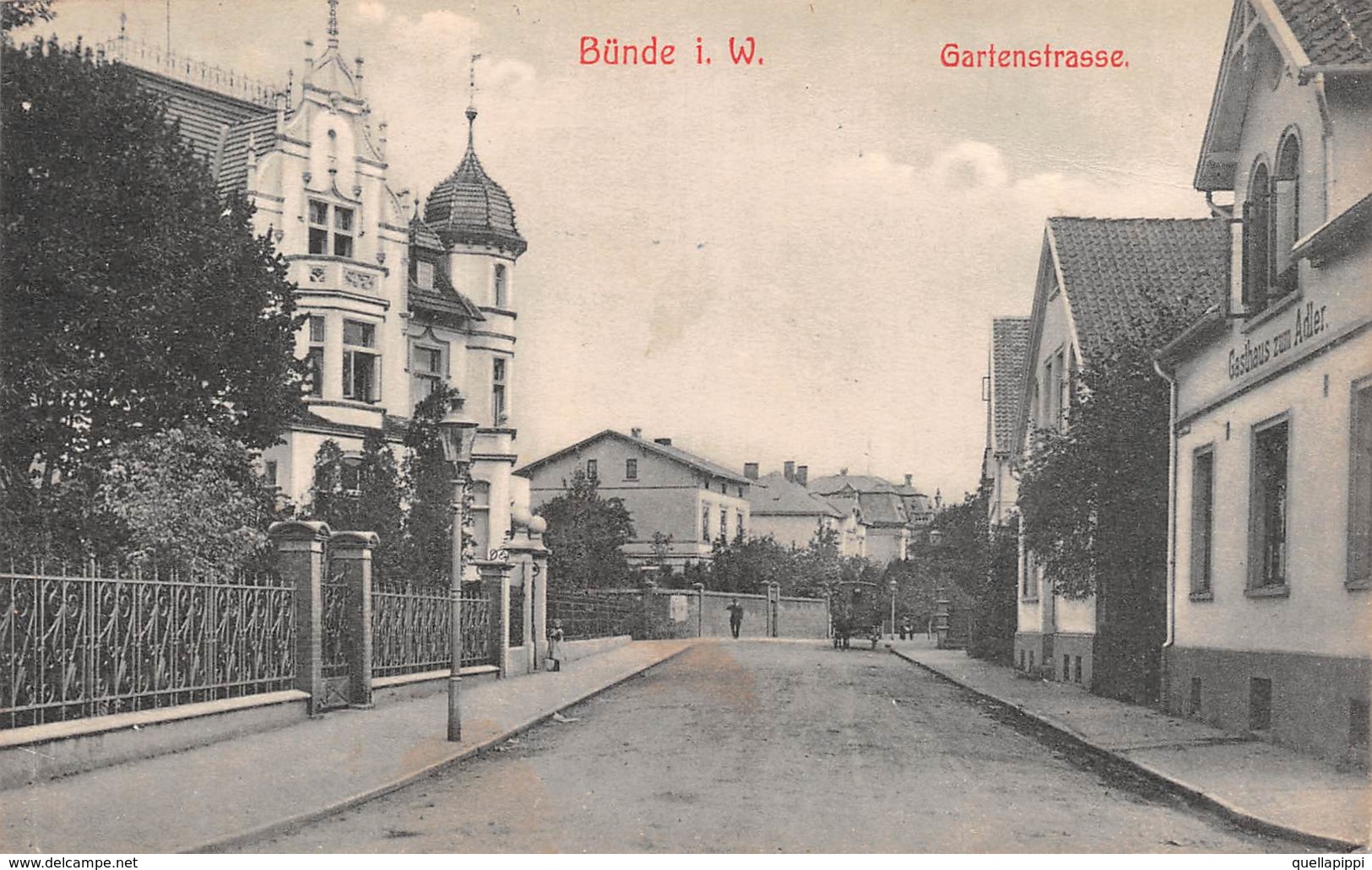 09743 "BUBDE I. W. - GARTENSTRASSE"  ANIMATA, CARROZZA. CART SPED 1910 - Bünde