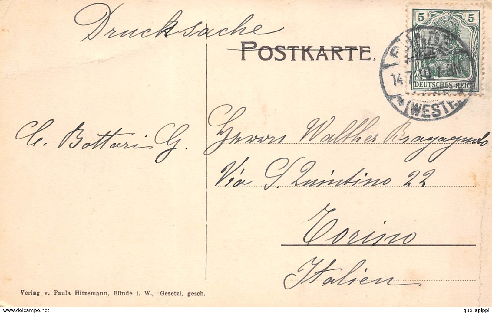 09743 "BUBDE I. W. - GARTENSTRASSE"  ANIMATA, CARROZZA. CART SPED 1910 - Buende