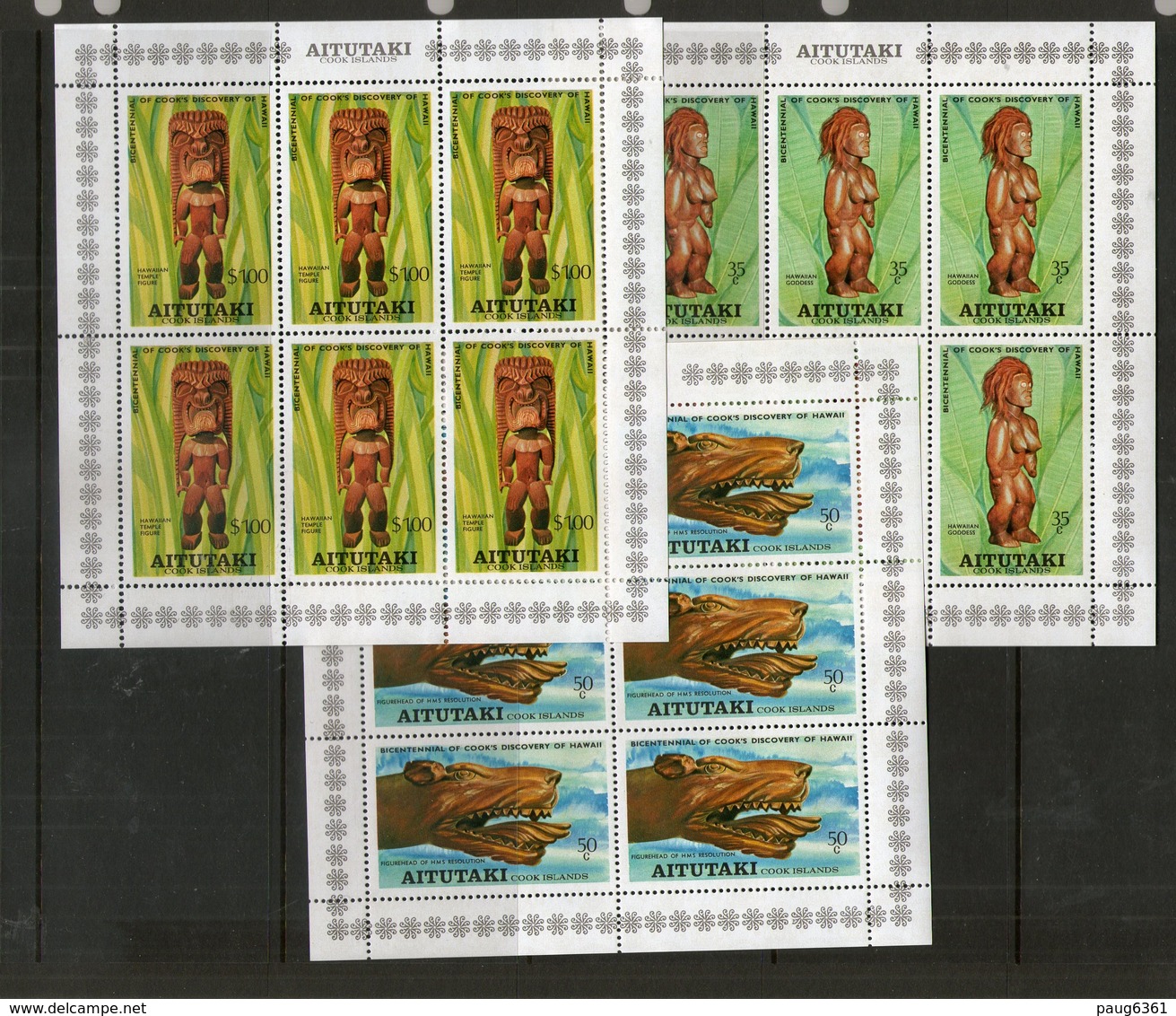 AITUTAKI 1978 FEUILLETS DECOUVERTE DE HAWAI  YVERT N°221/23  NEUF MNH** - Aitutaki