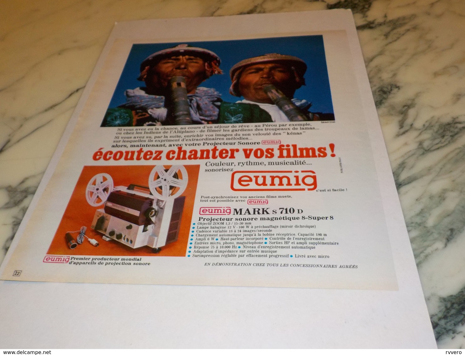 ANCIENNE PUBLICITE ECOUTEZ CHANTER VOS FIMS EUMIG  1972 - Altri & Non Classificati