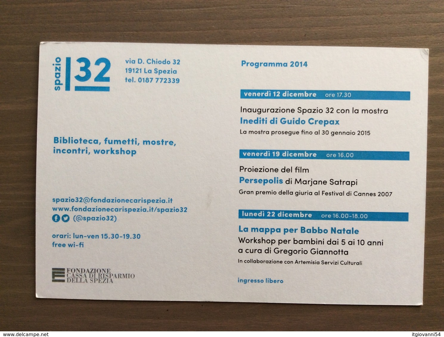 Cartolina Presentazione Mostra Inediti Guido Crepax 12-12-2014 Al 30-01-2015 La Spezia - Cómics