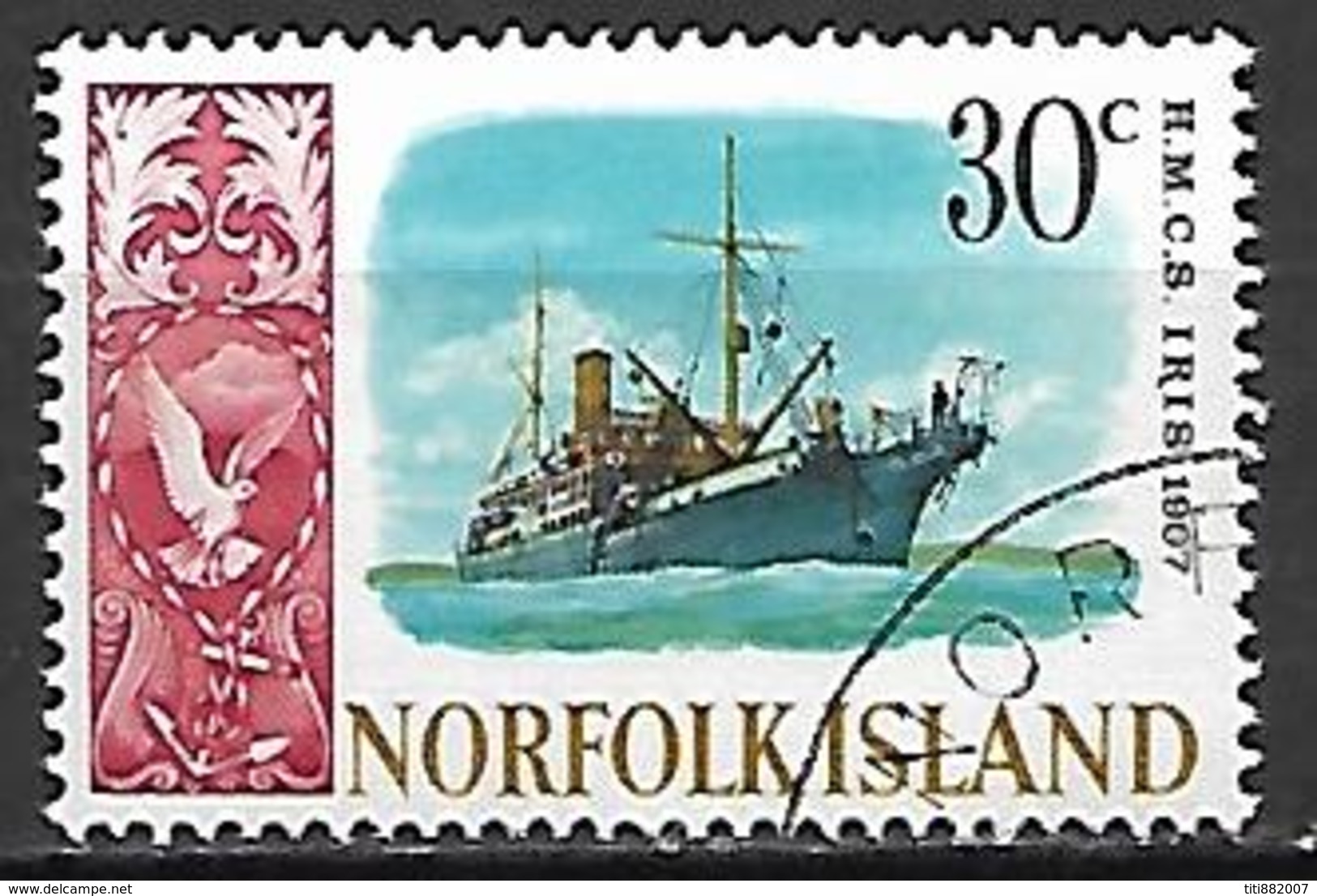 NORFOLK  ISLAND   -   Bateau  /  Iris De 1907  -      Oblitéré - Ile Norfolk