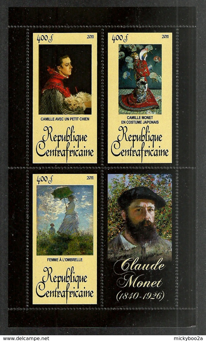 CENTRAL AFRICA 2011 ART PAINTINGS MONET UMBRELLA CAMILLE JAPANESE M/SHEET MNH - Central African Republic