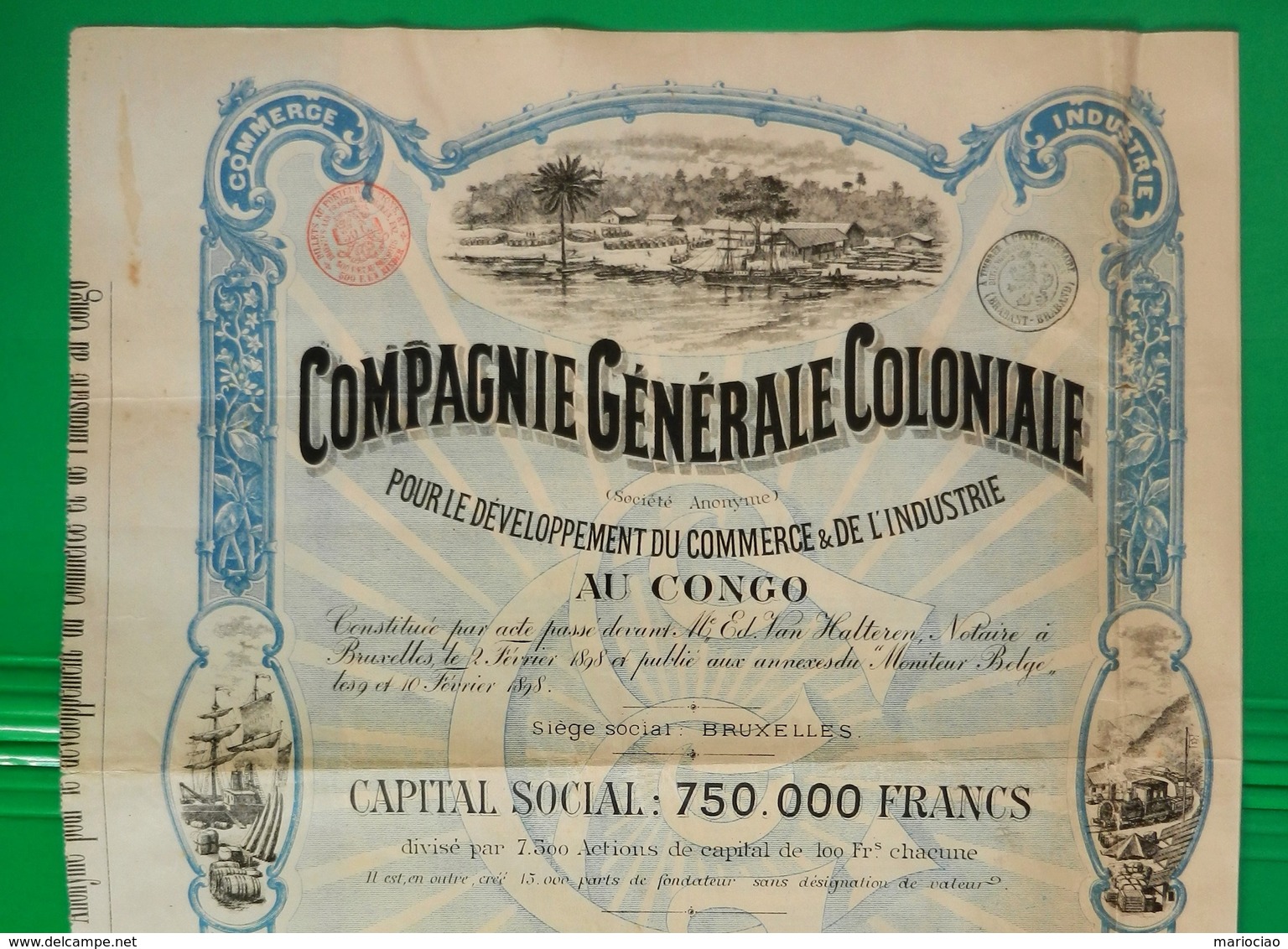 T-CBE Compagnie Générale Coloniale 1898 Congo N.12527 - Andere & Zonder Classificatie