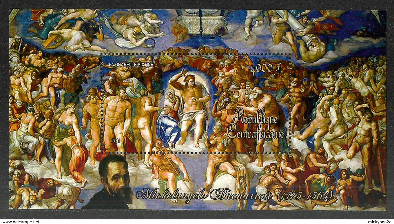 CENTRAL AFRICA 2011 ART PAINTINGS MICHELANGELO THE LAST JUDGEMENT SHEET MNH - Central African Republic