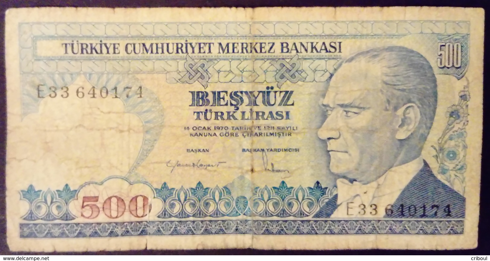 Turquie Turkey Turkiye 1970 500 Livres Turques Turkish Pounds Besyuz Turk Lirasi - Turkey