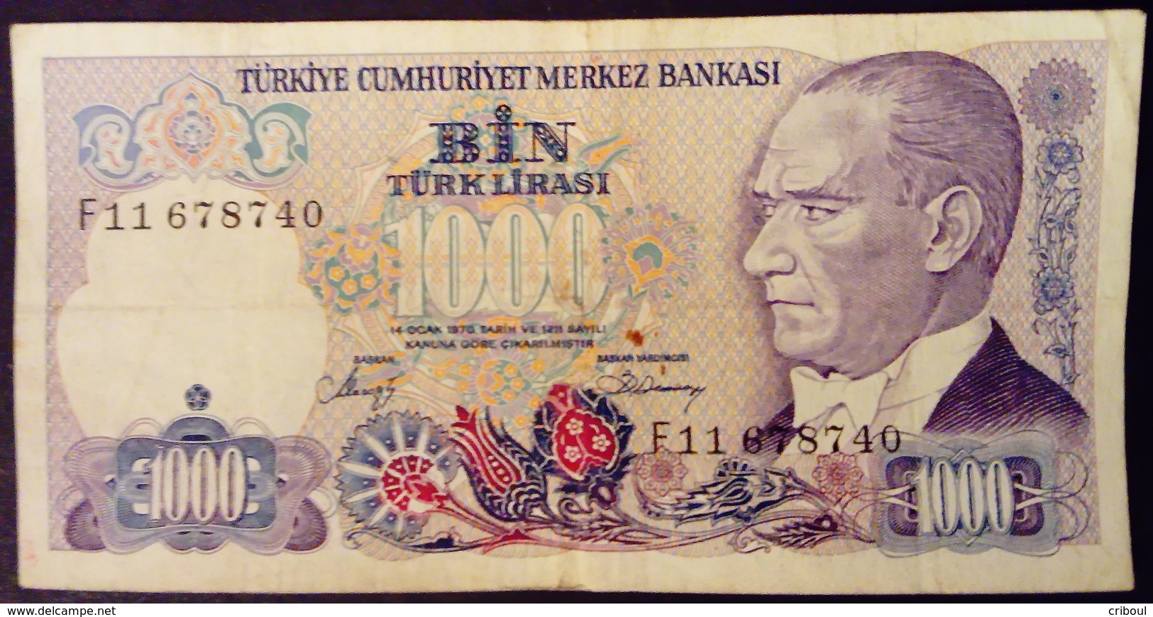 Turquie Turkey Turkiye 1970 1000 Livres Turques Turkish Pounds Bin Turk Lirasi - Türkei