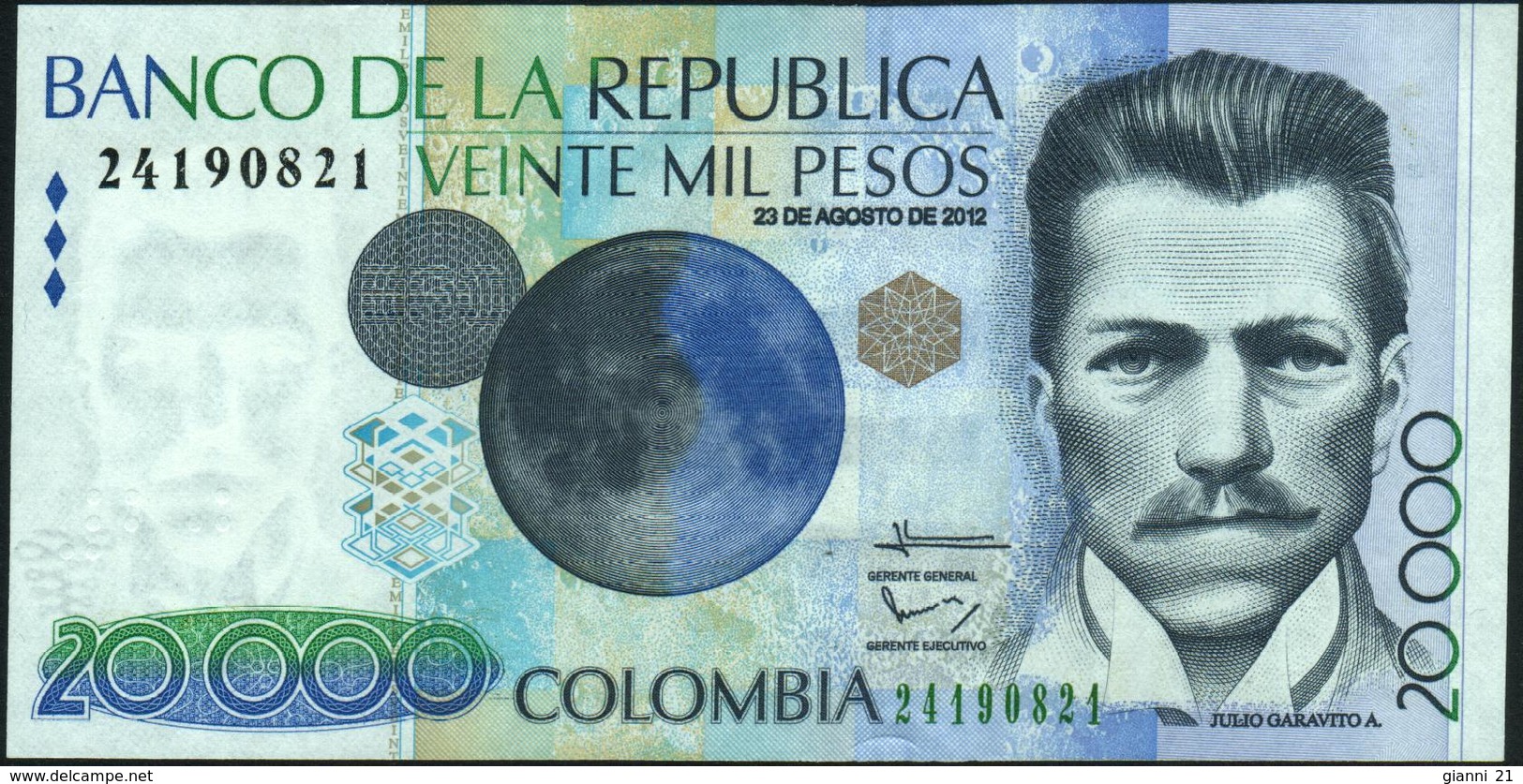 COLOMBIA - 20.000 Pesos 23.08.2012 {Banco De La República} UNC P.454 X - Colombie