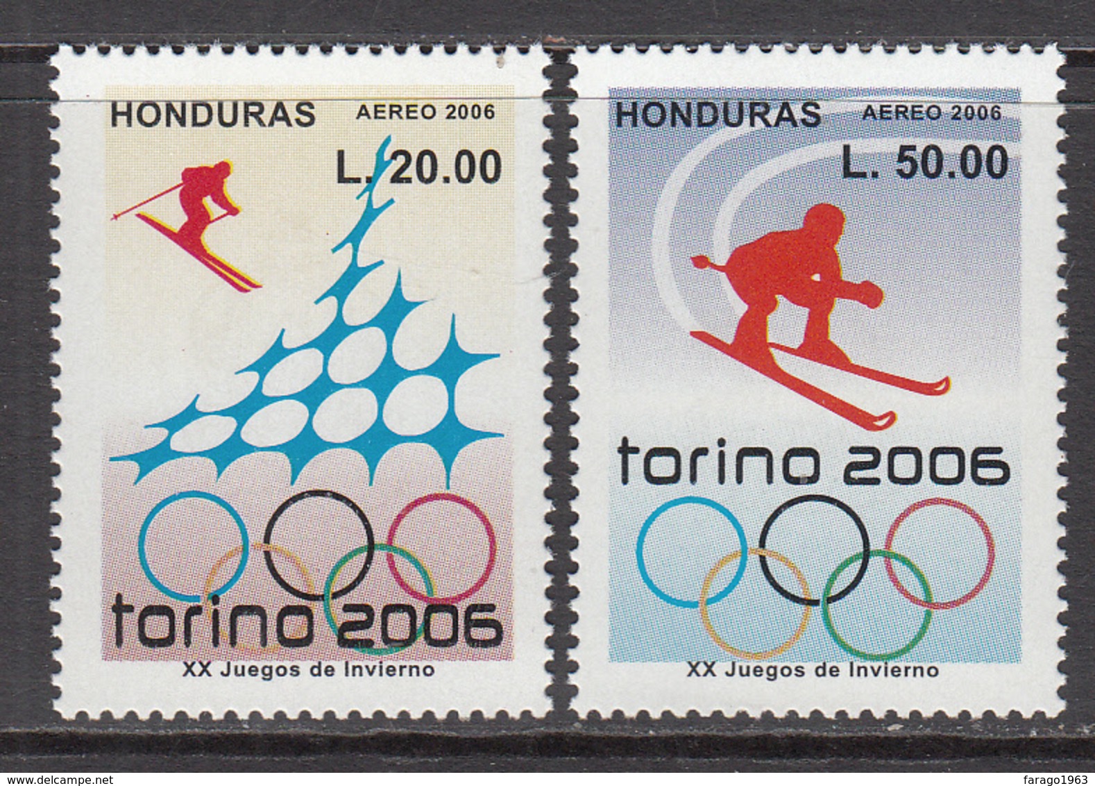 2006 Honduras Turin Winter Olympics Complete Set Of 2  MNH - Honduras