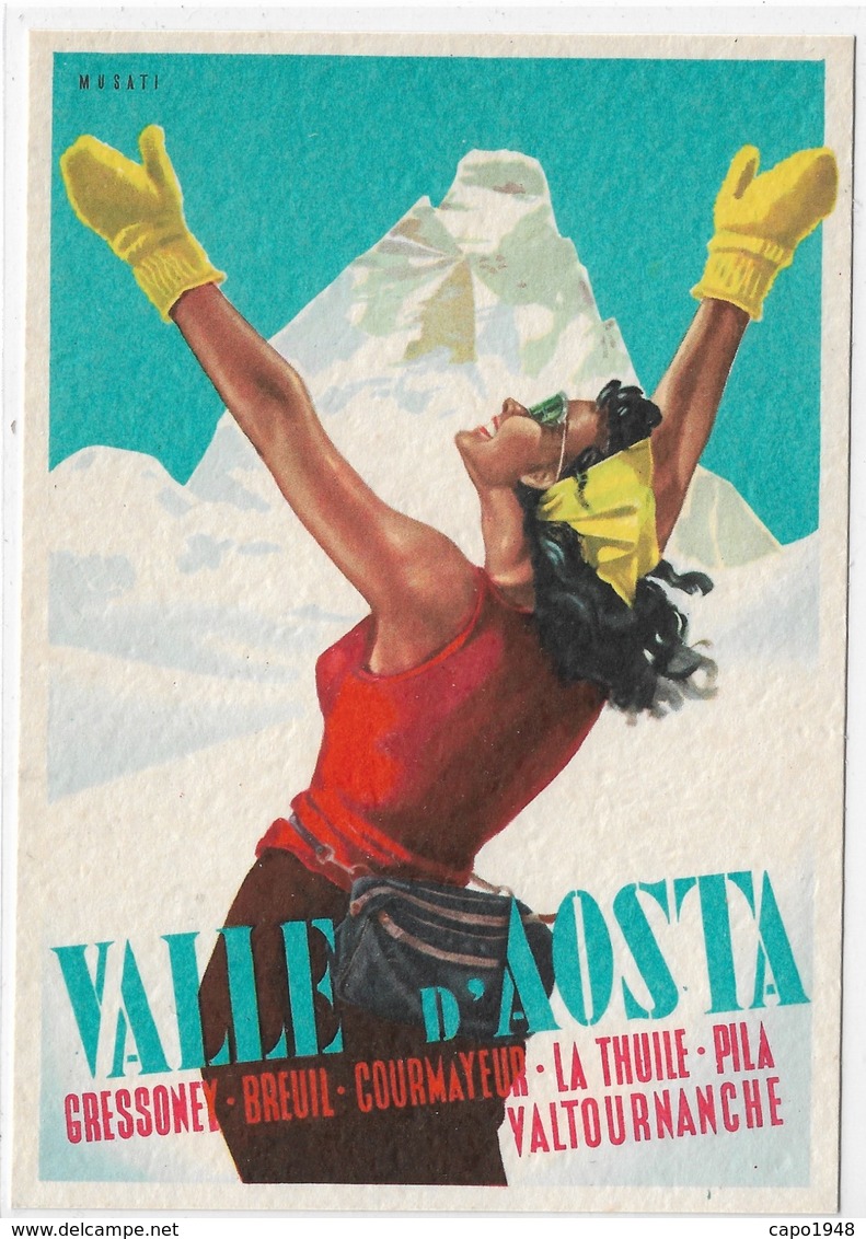 CARD PUBBLICITARIA VALLE D'AOSTA  DONNA AL SOLE MONTE BIANCO FIRMA MUSATI -FG-N-2- -0882-29352 - Werbepostkarten