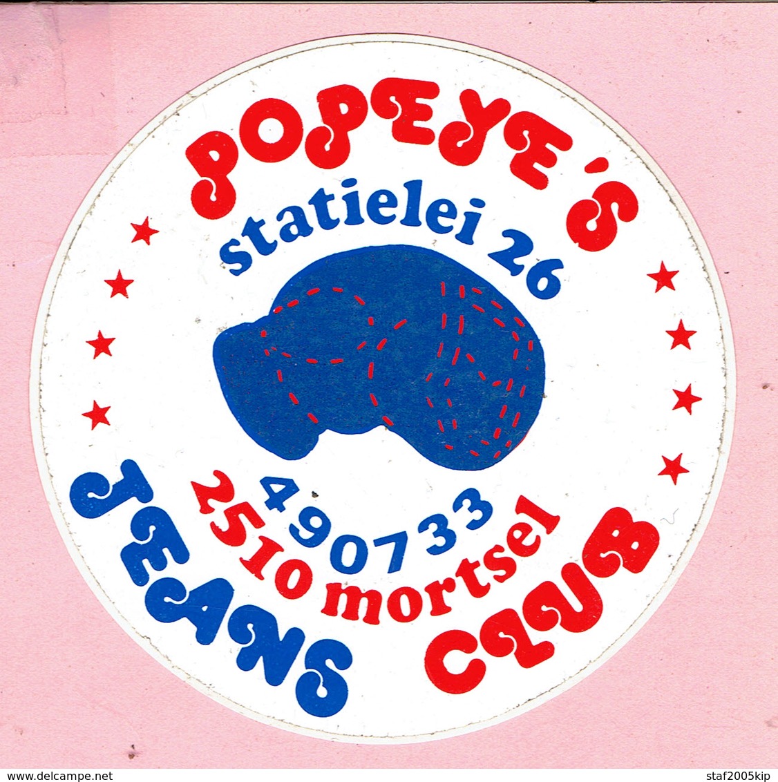 Sticker - POPEY'S - Statielei 26 Mortsel - JEANS CLUB - Stickers