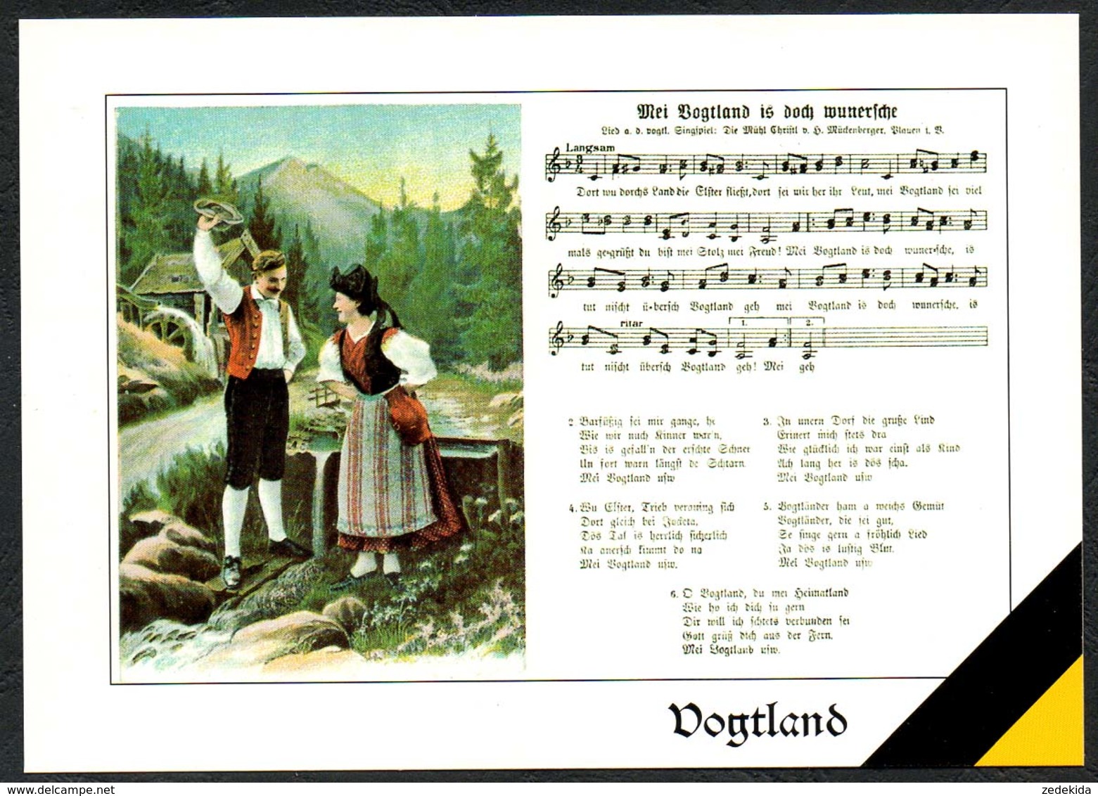 D1876 - TOP Vogtland Liedkarte Reprint - Verlag Bild Und Heimat Reichenbach Qualitätskarte - Vogtland