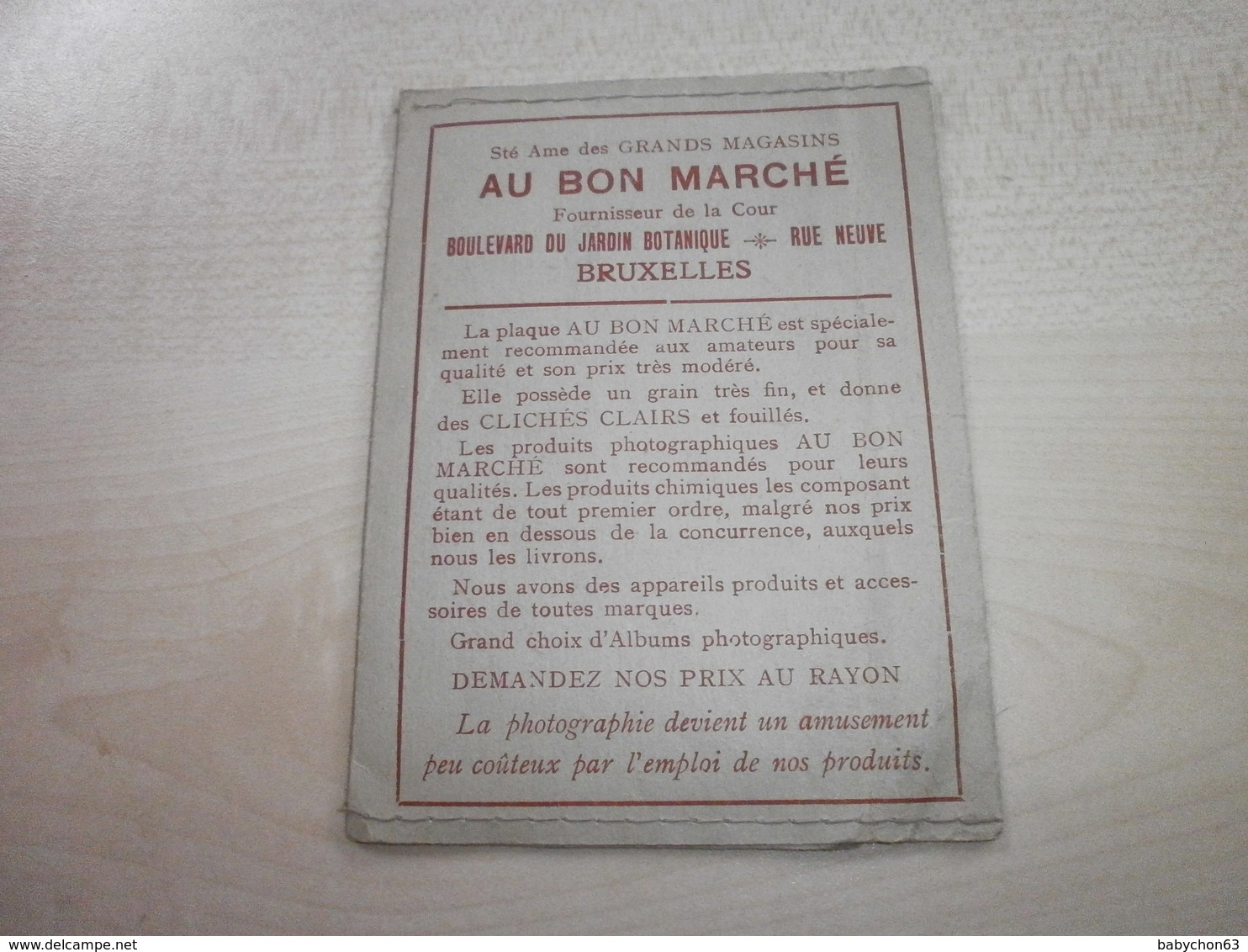 Ancienne Pochette Photos AU BON MARCHE BD DU JARDIN BOTANIQUE BRUXELLES - Ohne Zuordnung