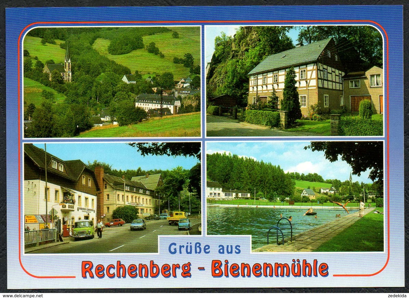 D1886 - TOP Rechenberg Bienenmühle Fachwerk Freibad - Verlag Bild Und Heimat Reichenbach Qualitätskarte - Rechenberg-Bienenmühle