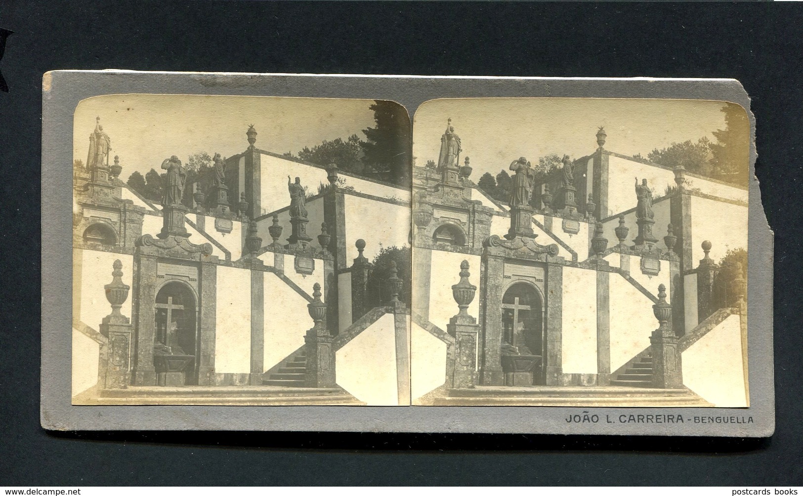 BOM JESUS BRAGA Fotografia Estereoscopica Antiga De JOÃO L.CARREIRA Benguella. Old Stereoview Photo PORTUGAL - Photos Stéréoscopiques