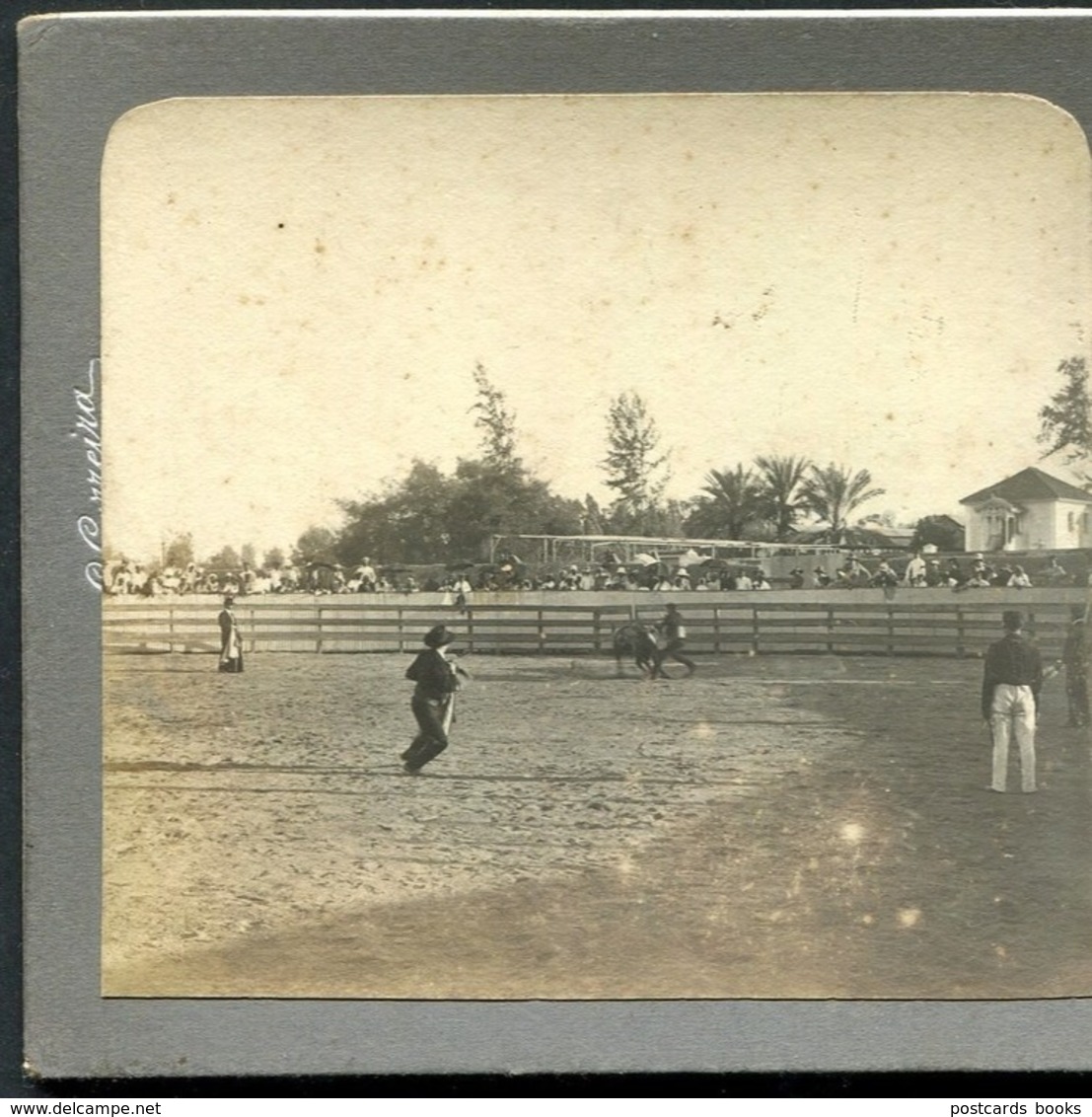 Garraiada PRAÇA De TOUROS Fotografia Estereoscopica Antiga De JOÃO L.CARREIRA Benguella. Old Stereoview Photo PORTUGAL - Stereoscopio