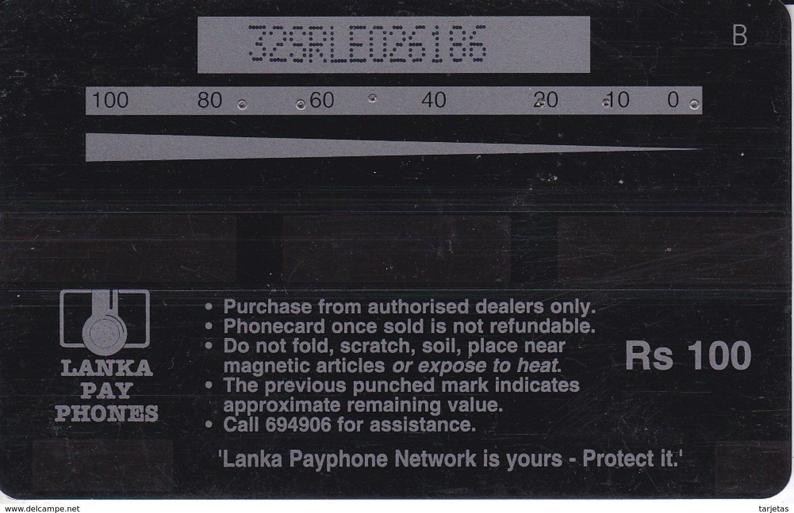 TARJETA DE SRY LANKA DE Rs.100 DE UN PAINTED STORK (32SRLE) BIRD-PAJARO - Sri Lanka (Ceilán)