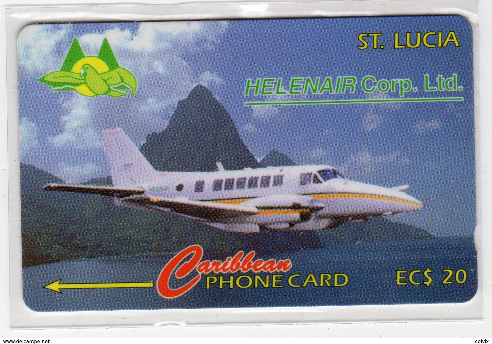 SAINTE LUCIE  REF MV CARDS  STL-15A HELENAIR ANNEE 1994 20$ 15CSLA AVION - Santa Lucía