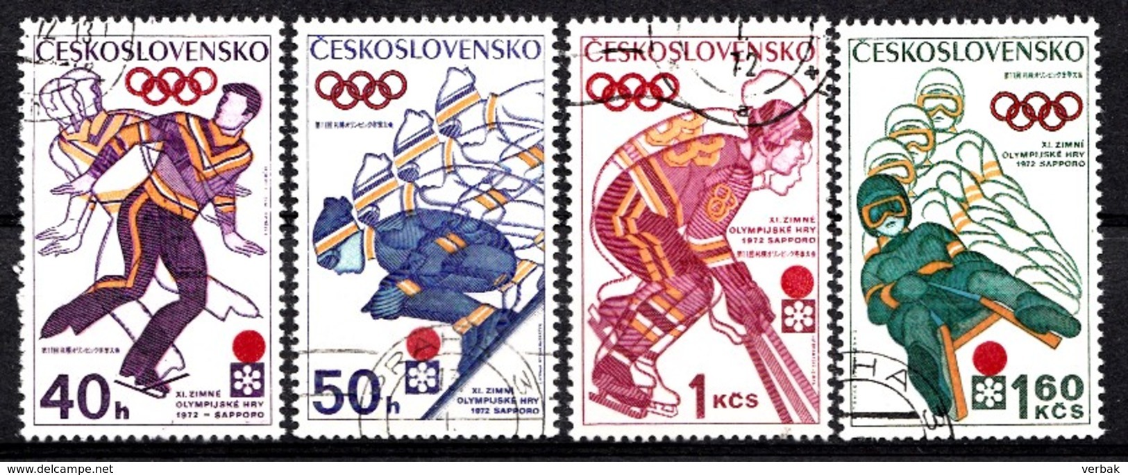 Tchécoslovaquie 1972  Mi.nr.:2050-2053 Olymoische Winterspiele,Sapporo   Oblitérés / Used / Gestempeld - Oblitérés