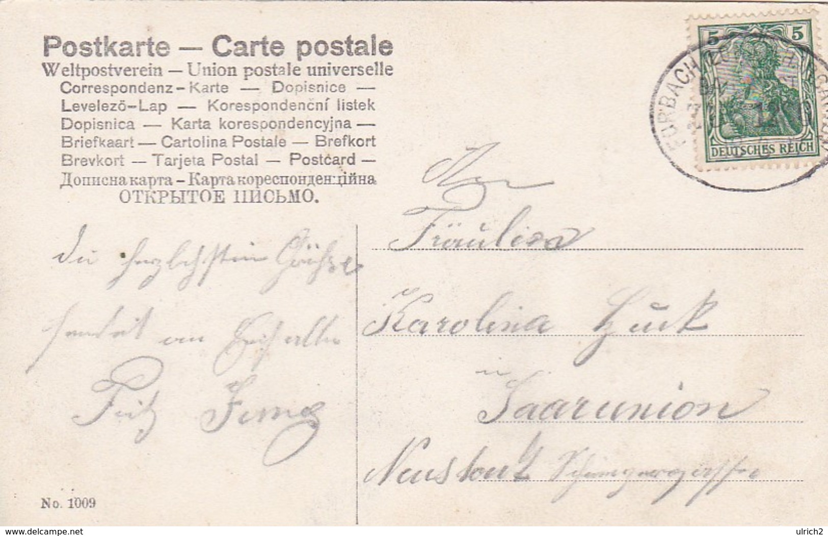 AK Sei Gepriesen, Du Lauschige Nacht - Kleeblatt - Liebespaar - Bahnpost Forbach-Hargarten - 1907 (46325) - Paare