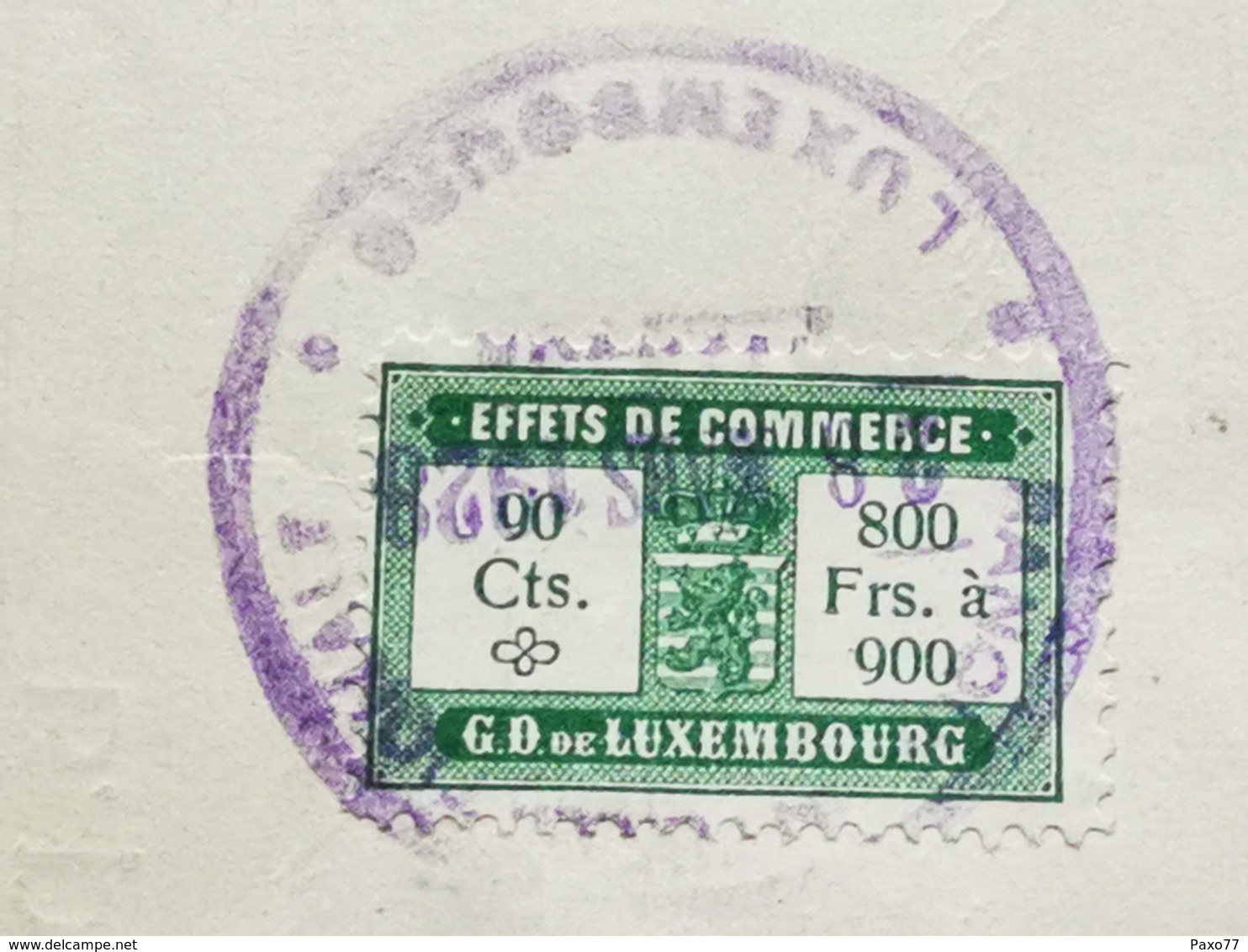 Luxembourg, Timbre Effets De Commerce, 90 Centimes - Revenue Stamps