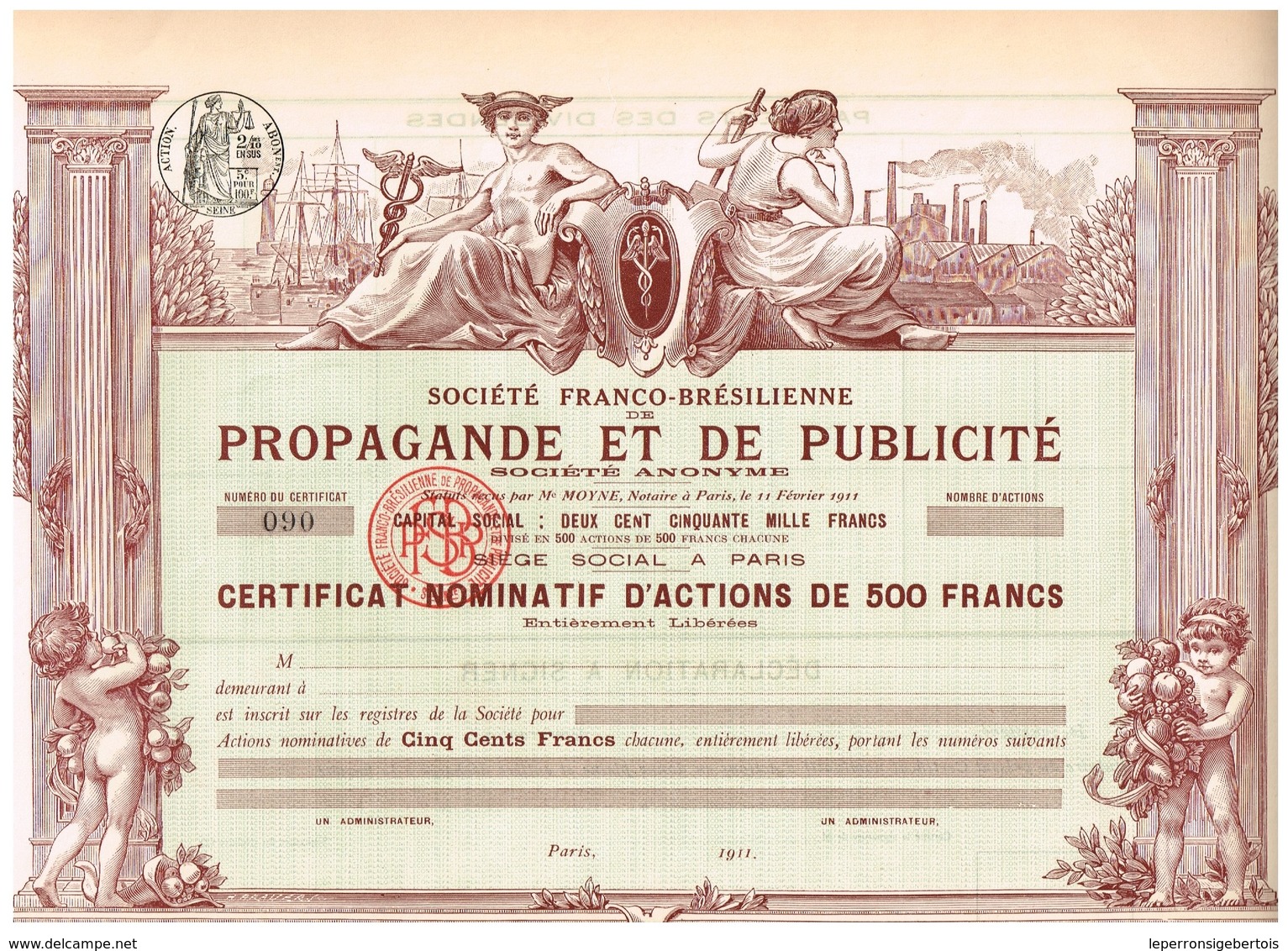Titre Ancien - Société Franco-Brésilienne De Propagande Et De Publicité - Titre De 1911 - Déco - Autres & Non Classés