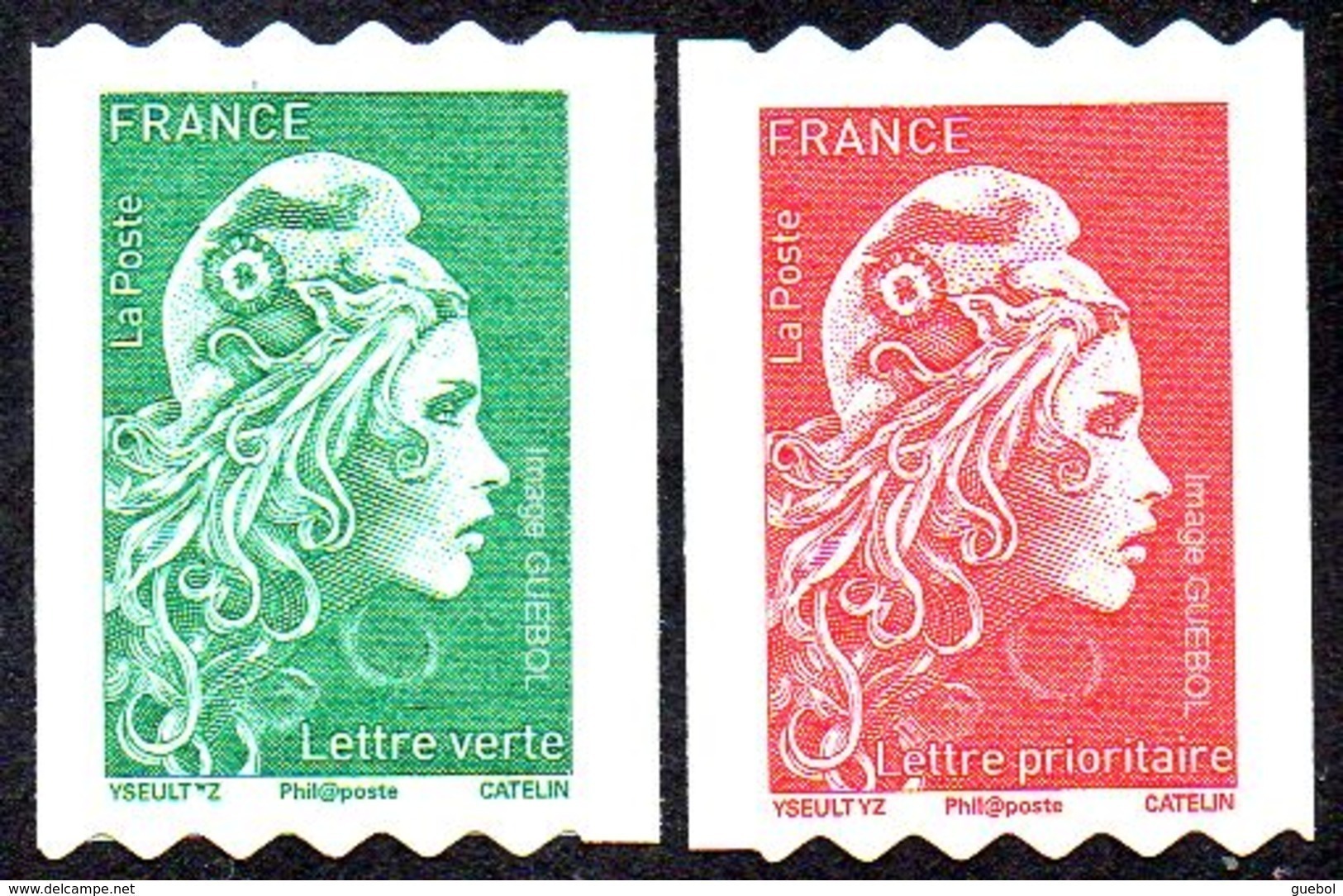 France Marianne L'Engagée Autoadhésif N° 1601 Et 1602 ** Roulettes Verte Et Rouge PRO - 2018-2023 Marianne L'Engagée