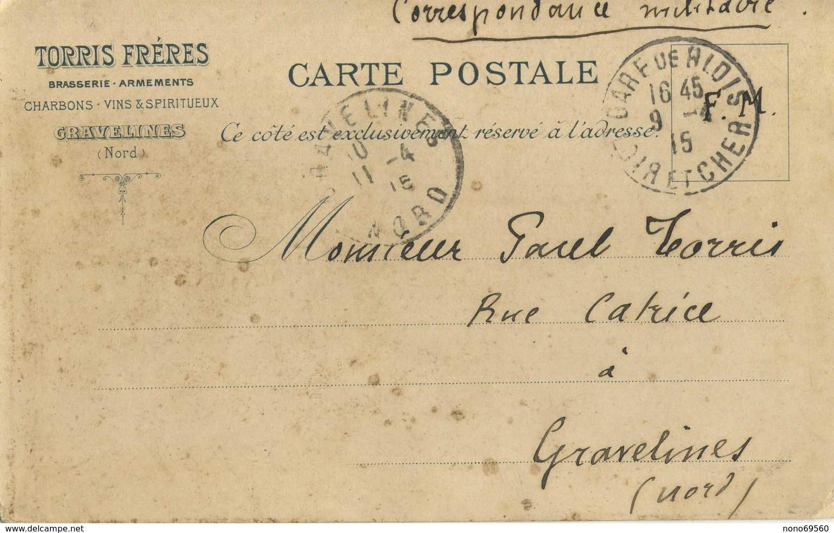 CPA Carte Publicitaire 59 Gravelines Torris Freres Brasserie, Armements, Charbons Et Vins FM 1915 - Gravelines