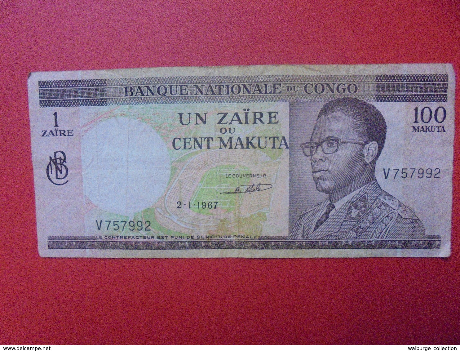CONGO 1 ZAIRE=100 MAKUTA 1967 CIRCULER (B.9) - Democratic Republic Of The Congo & Zaire