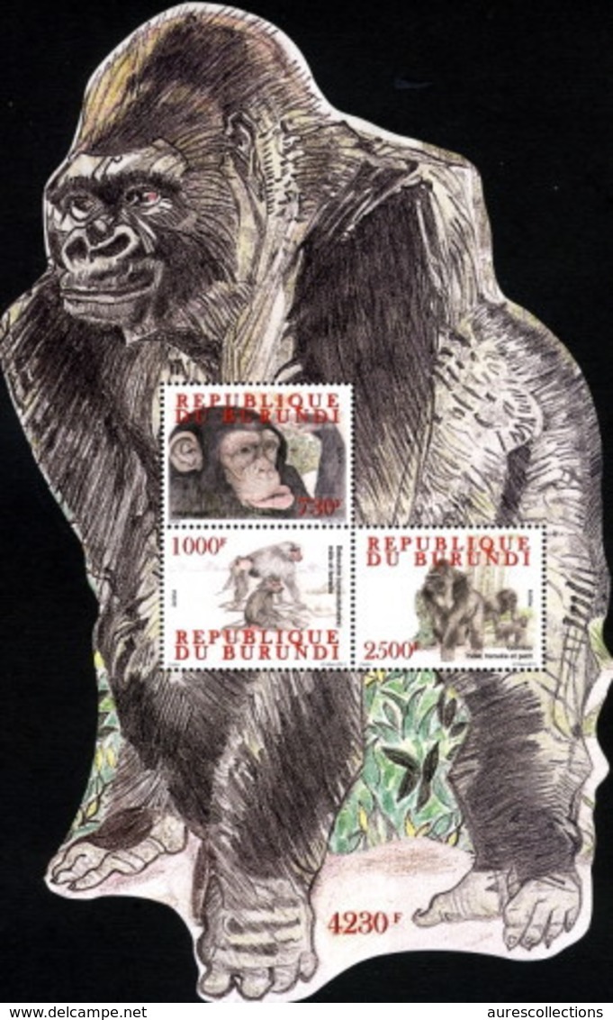 ¤ NEW YEAR OFFER ¤ BURUNDI 2011 SHEET - GORILLES GORILLE GORILLA GORILLAS APES MONKEYS SINGES SINGE - ODD SHAPE - MNH ** - Gorilla's