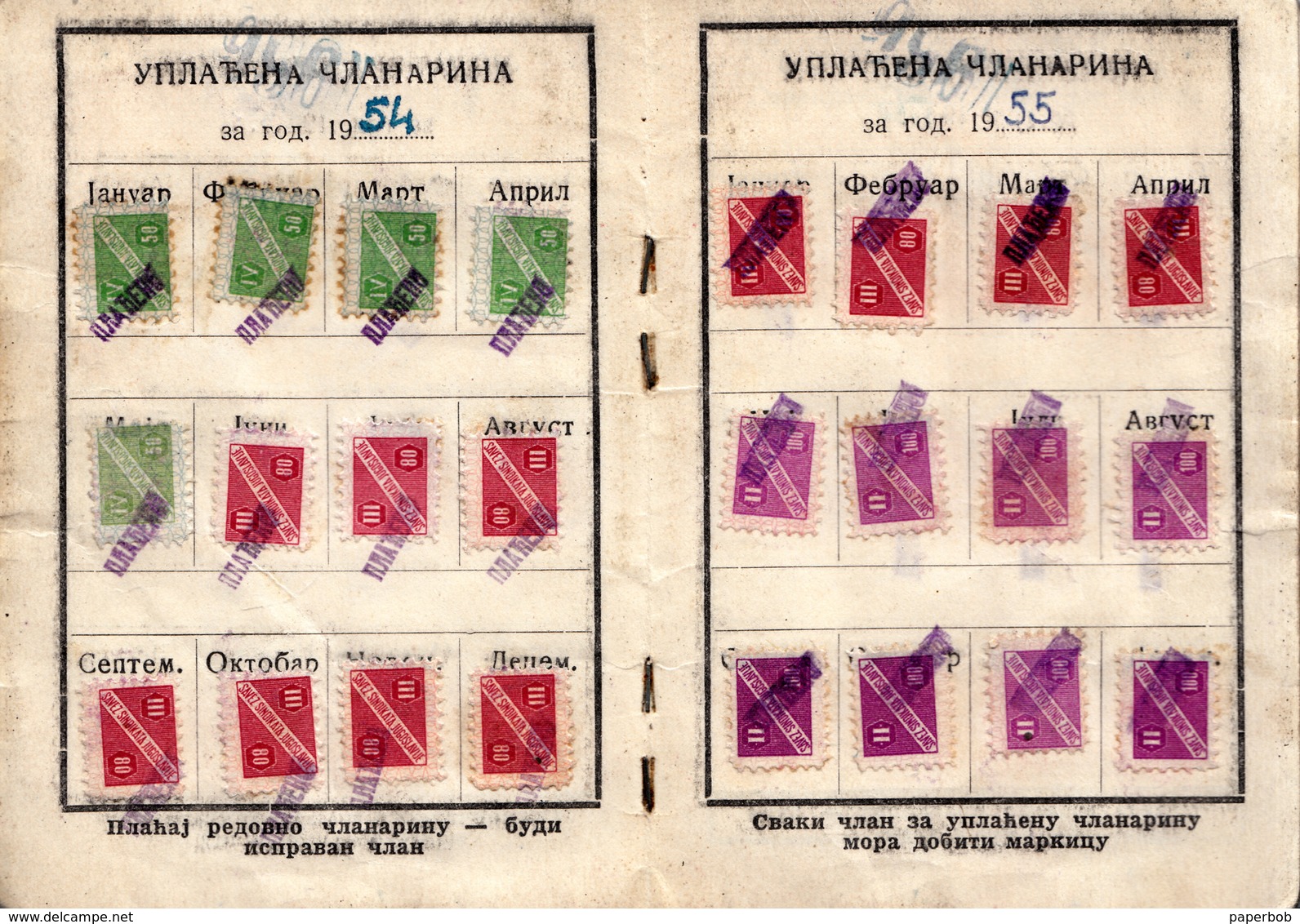 SINDICATE OF YUGOSLAVIA 1955 - Liefdadigheid