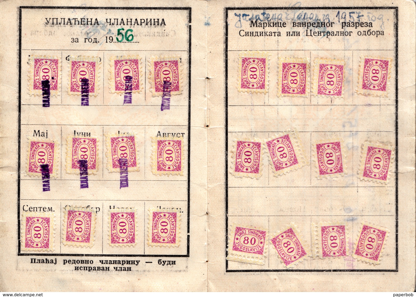 SINDICATE OF YUGOSLAVIA 1955 - Beneficiencia (Sellos De)