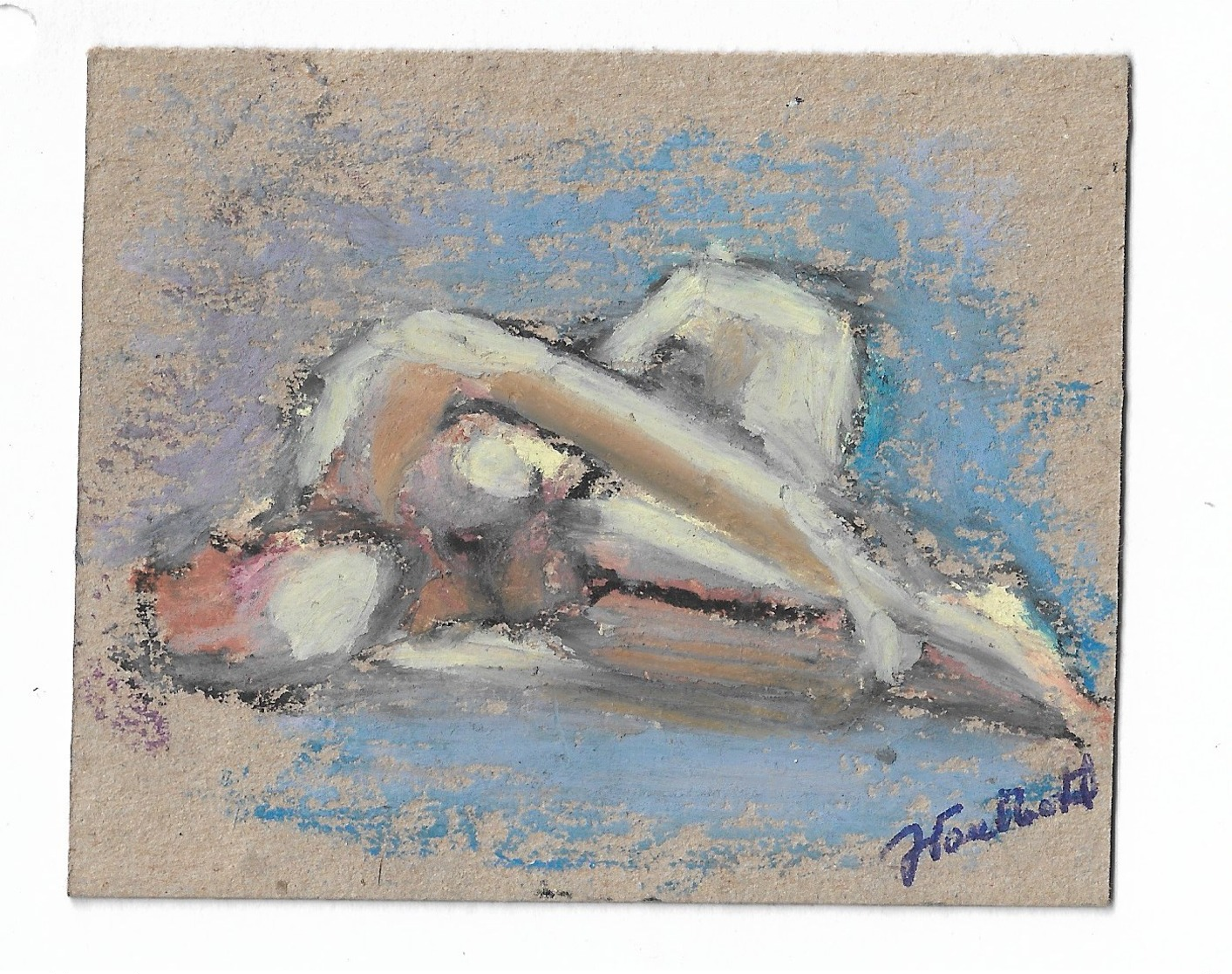 Nu Féminin: Peinture Originale Signé "J Van Moortel" J = Jacqueline 8x10 Cm - Radierungen