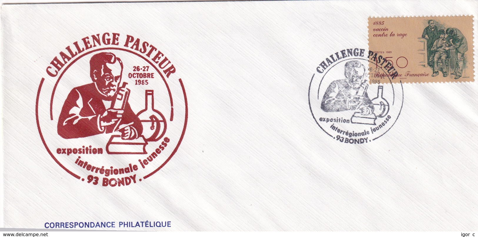 France 1985 Cover:  Medicine Health Louis Pasteur Pasteur Challange; Chemistry; Biology; Rabies Vaccine - Medizin