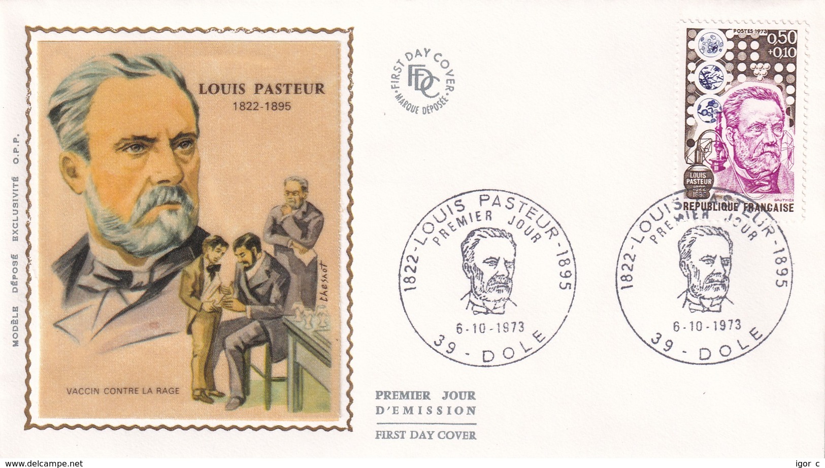 France 1973 Cover:  Medicine Health Louis Pasteur 100 Years Of Human Rabies Vaccination; Vaccination Humain Antirabique - Medicine