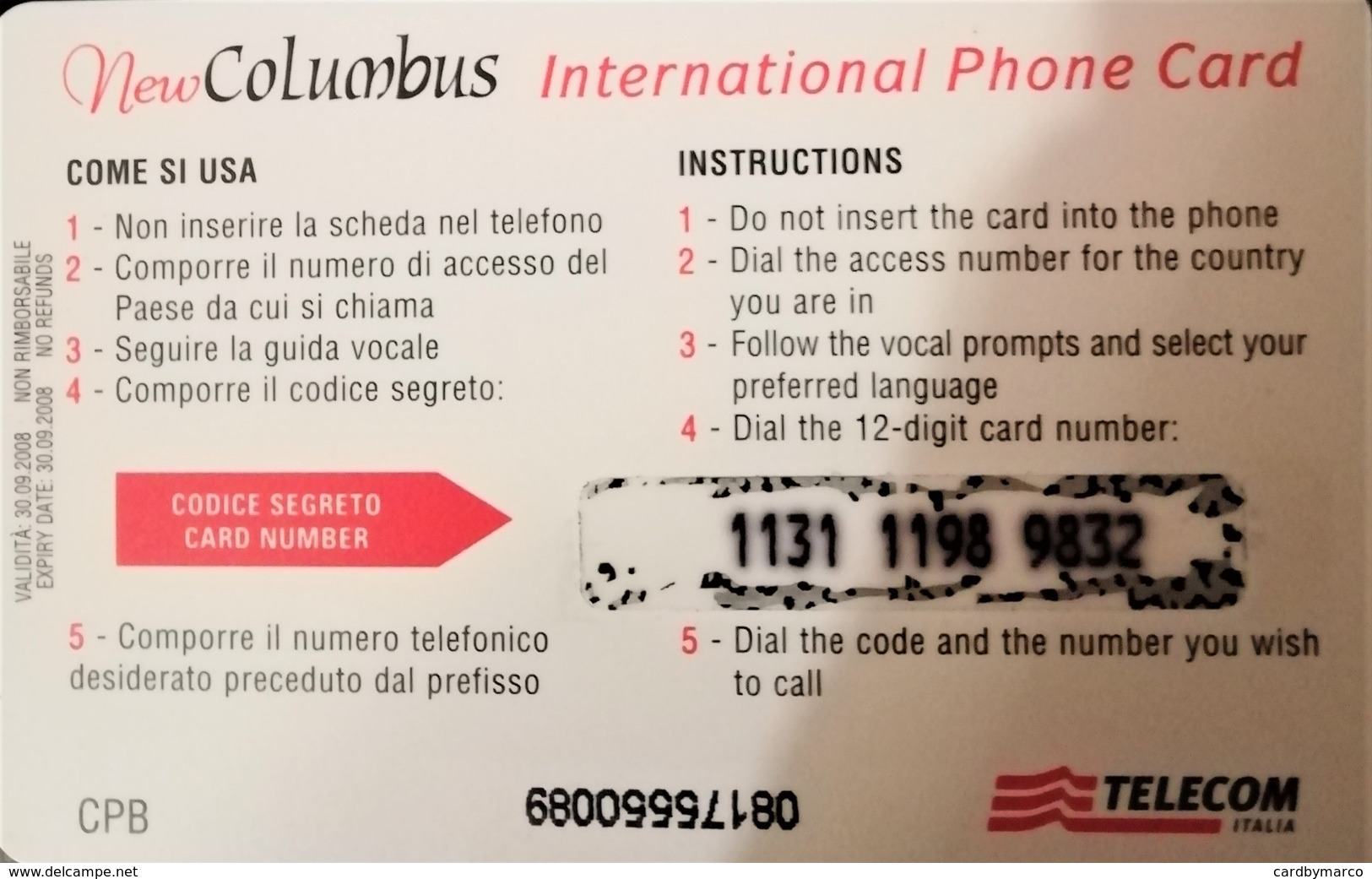 *ITALIA - NEW COLUMBUS (CPB)* - Scheda Usata - [2] Sim Cards, Prepaid & Refills