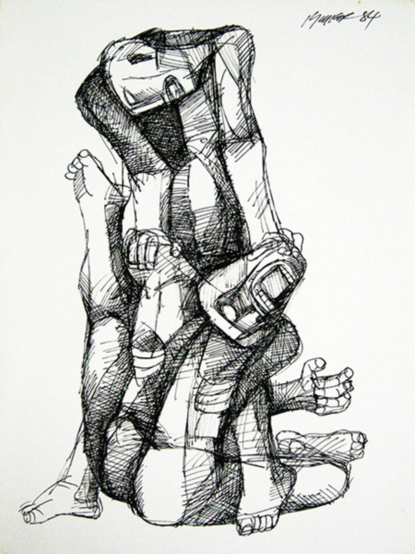 "Two Figures" 12" X 9" Pen And Ink 1984 By ANG, Kiukok - Huiles