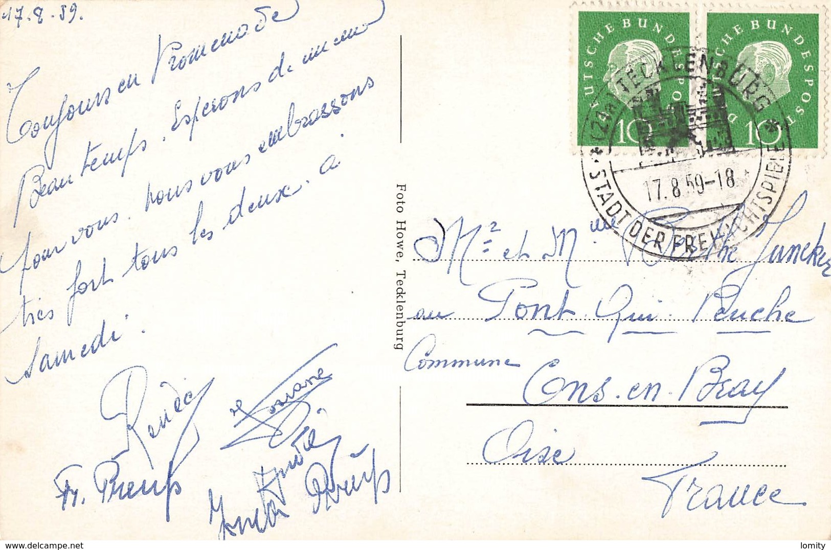 Allemagne Tecklenburg Teutoburger Wald Freilichtbuhne + Timbre Cachet 1959 - Steinfurt