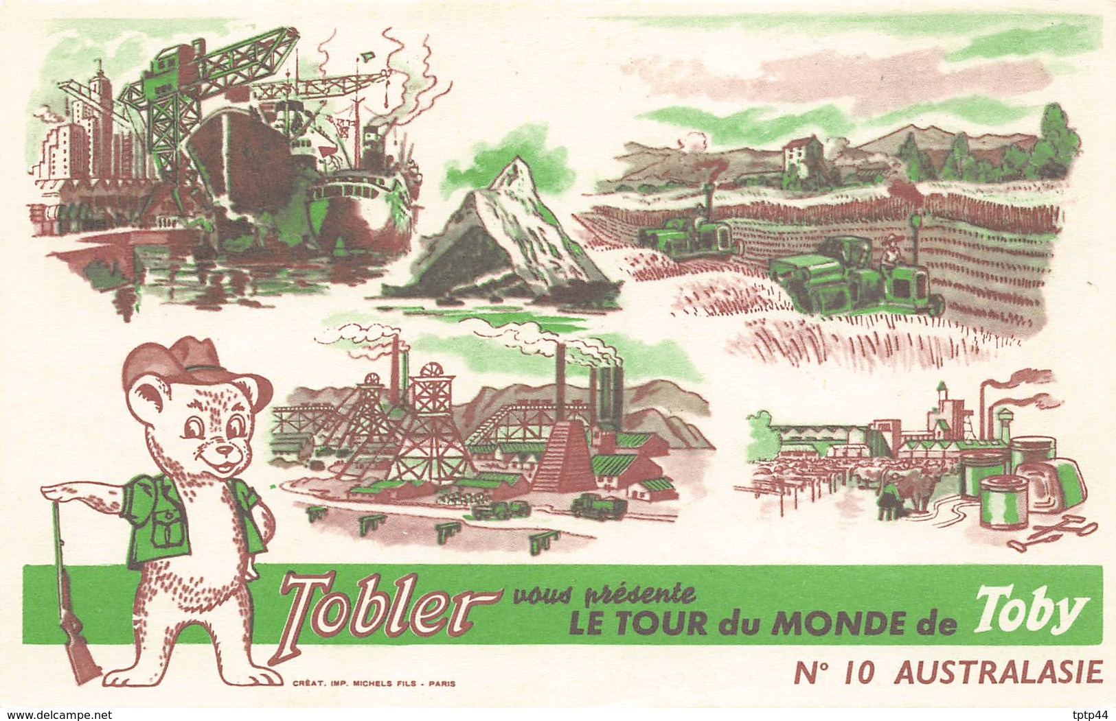 Lot de 10 Cartes Publicité du Chocolat TOBLER - Le Tour du Monde de TOBY