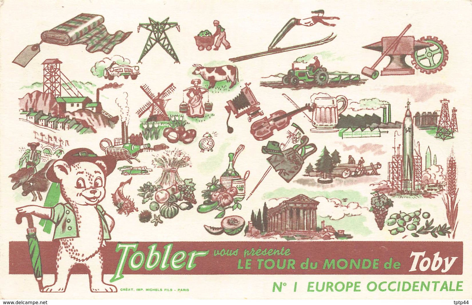 Lot de 10 Cartes Publicité du Chocolat TOBLER - Le Tour du Monde de TOBY