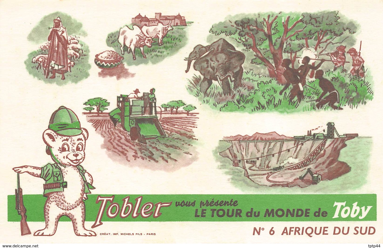 Lot de 10 Cartes Publicité du Chocolat TOBLER - Le Tour du Monde de TOBY