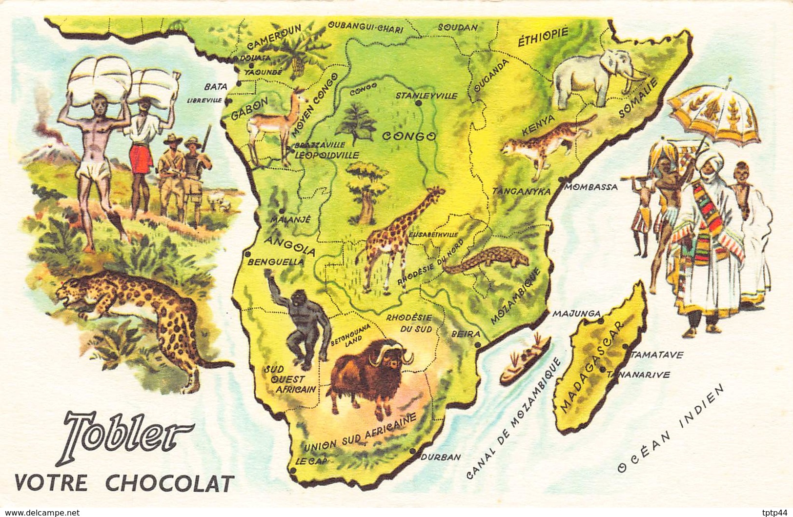 Lot de 10 Cartes Publicité du Chocolat TOBLER - Le Tour du Monde de TOBY