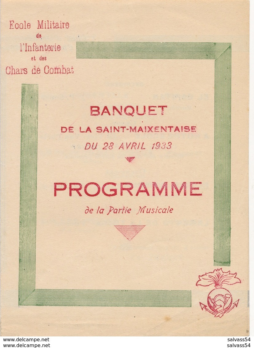 3 Documents Sur L'école Militaire D'Infanterie & De Char De Combat De St-Maixent  Programme Fête + Prg + Journal (1933) - Documents